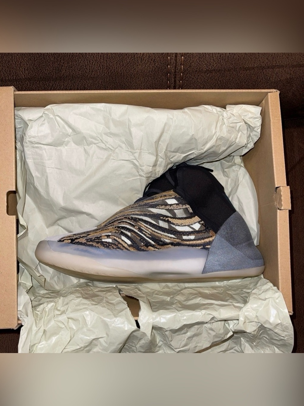 New Adidas Yeezy QNTM Quantum Amber Tint Brown Sneakers GX1331 Mens Size 11.5